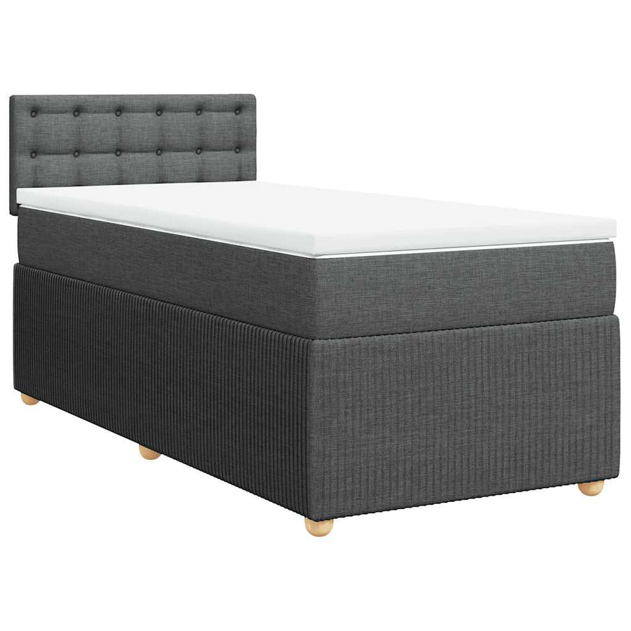 Boxspring met matras stof donkergrijs 90x200 cm