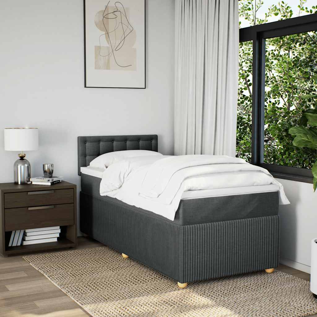 Boxspring met matras stof donkergrijs 90x200 cm