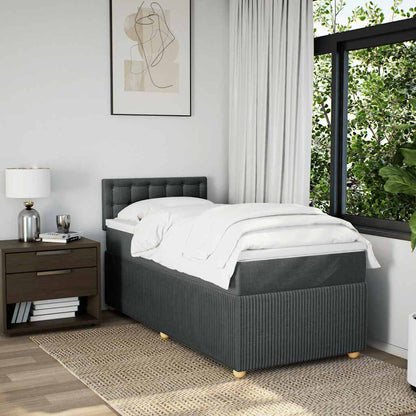 Boxspring met matras stof donkergrijs 90x200 cm