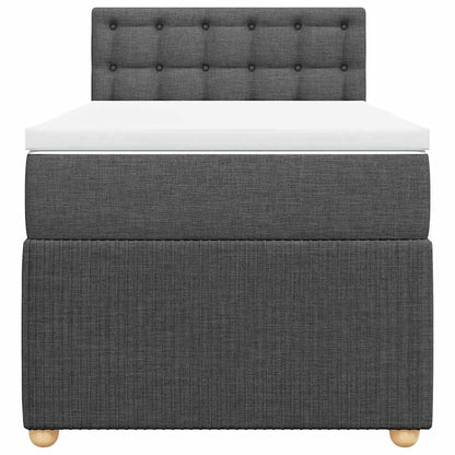 Boxspring met matras stof donkergrijs 90x200 cm