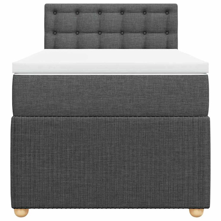 Boxspring met matras stof donkergrijs 90x200 cm