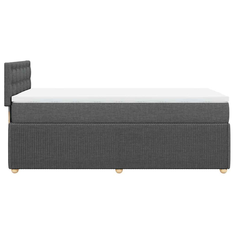 Boxspring met matras stof donkergrijs 90x200 cm