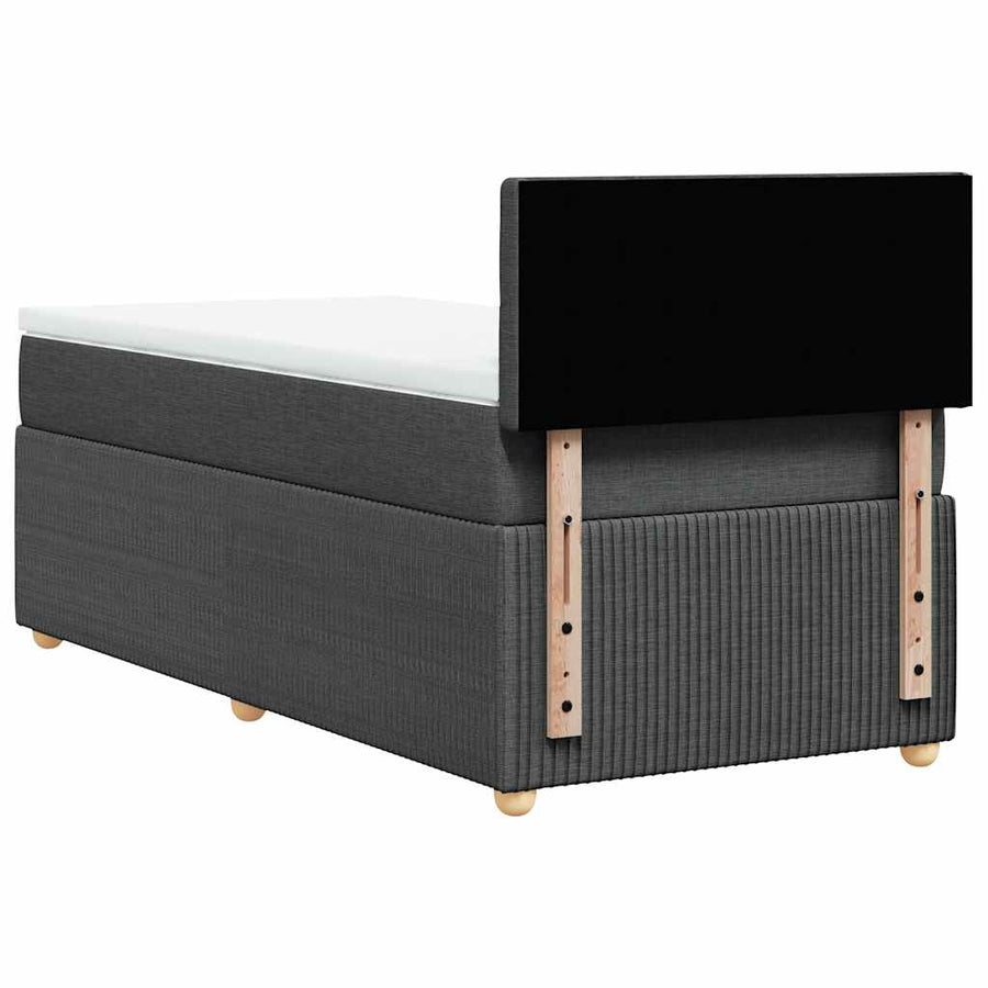Boxspring met matras stof donkergrijs 90x200 cm