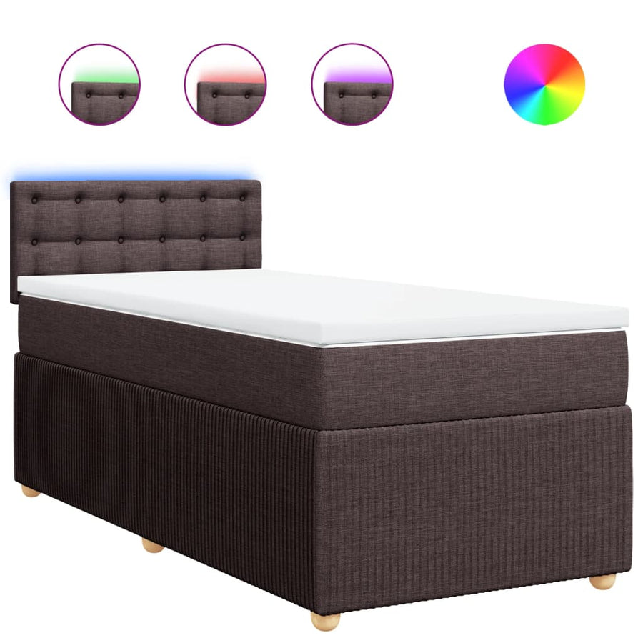 Boxspring met matras stof donkerbruin 90x200 cm