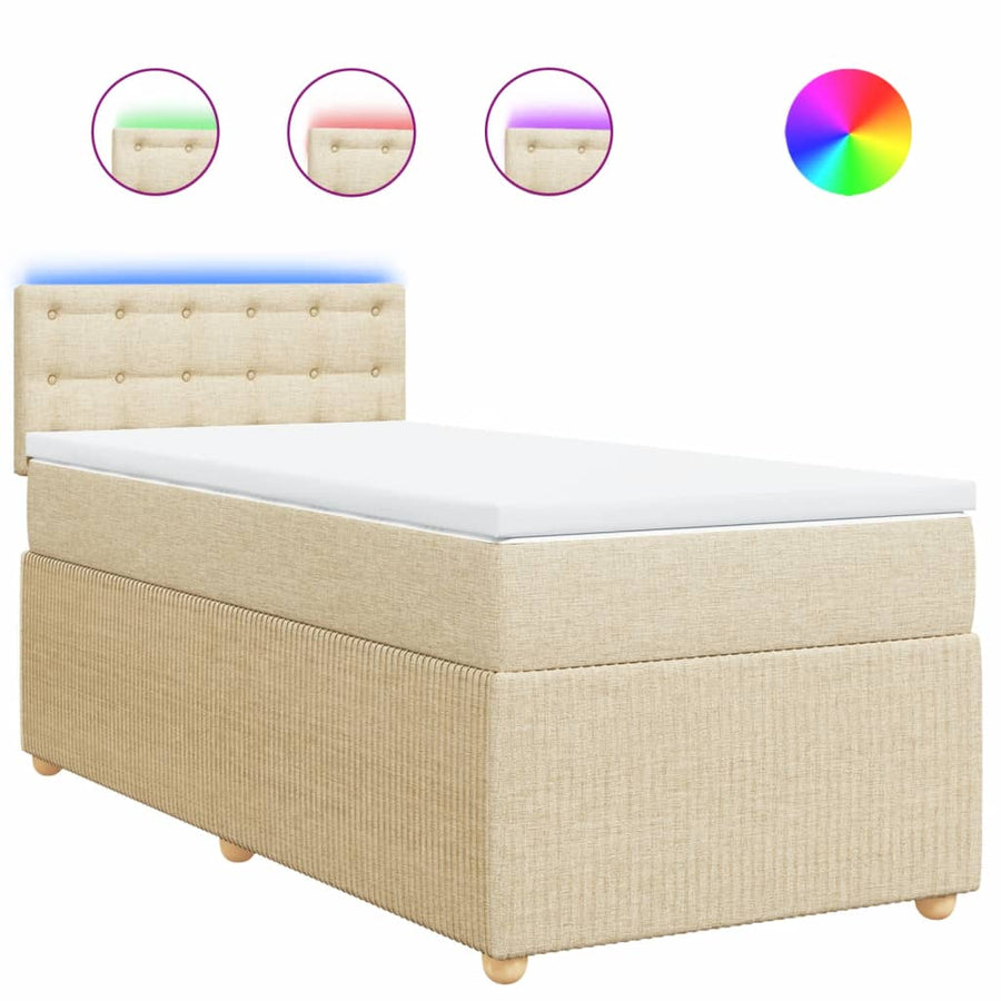 Boxspring met matras stof crèmekleurig 90x200 cm