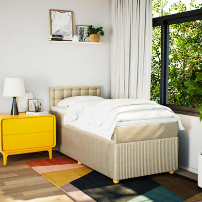 Boxspring met matras stof crèmekleurig 90x200 cm