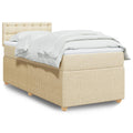 Box spring with fabric mattress cream-coloured 90x200 cm