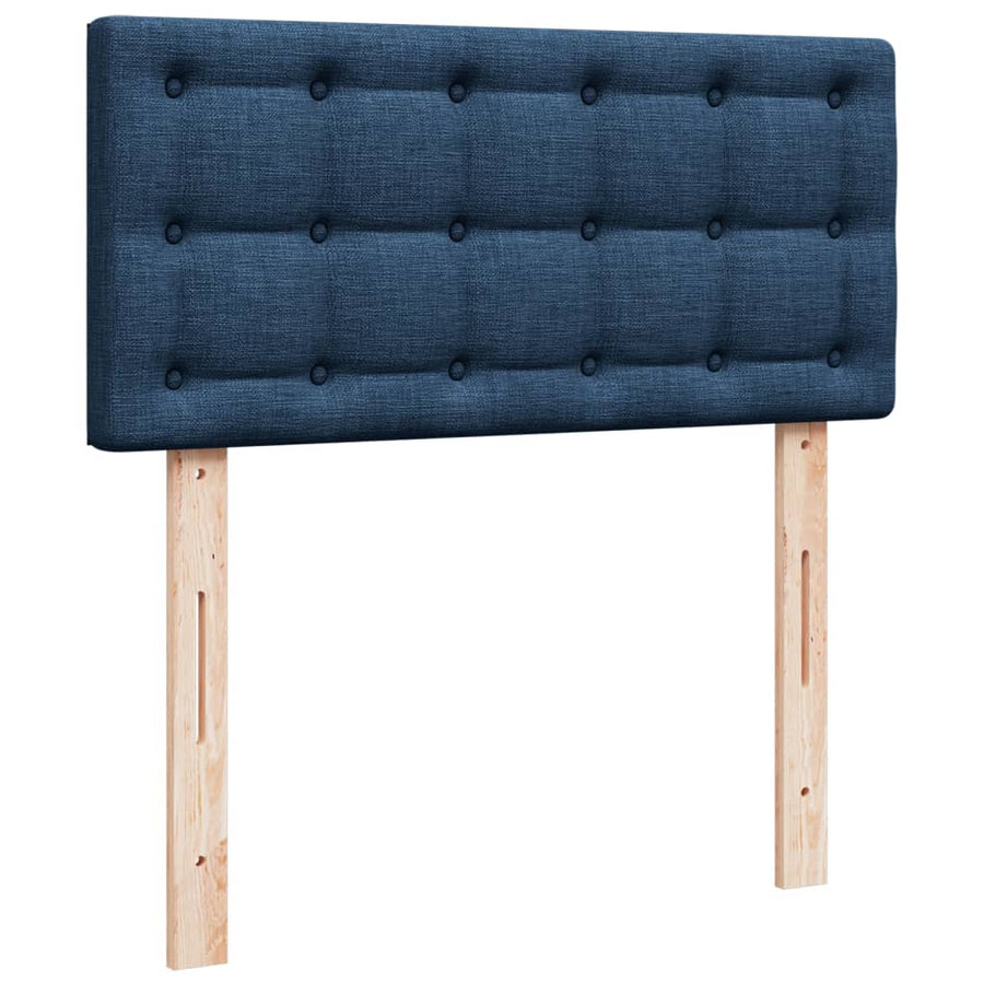 Boxspring met matras stof blauw 90x200 cm