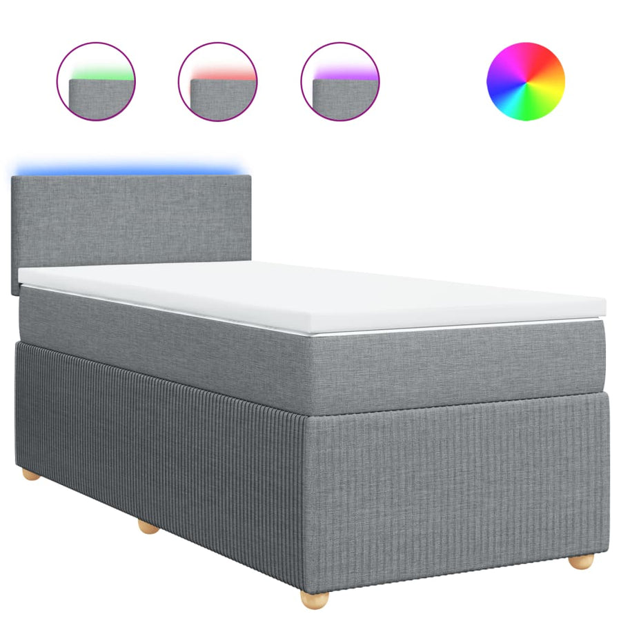 Boxspring met matras stof lichtgrijs 100x200 cm