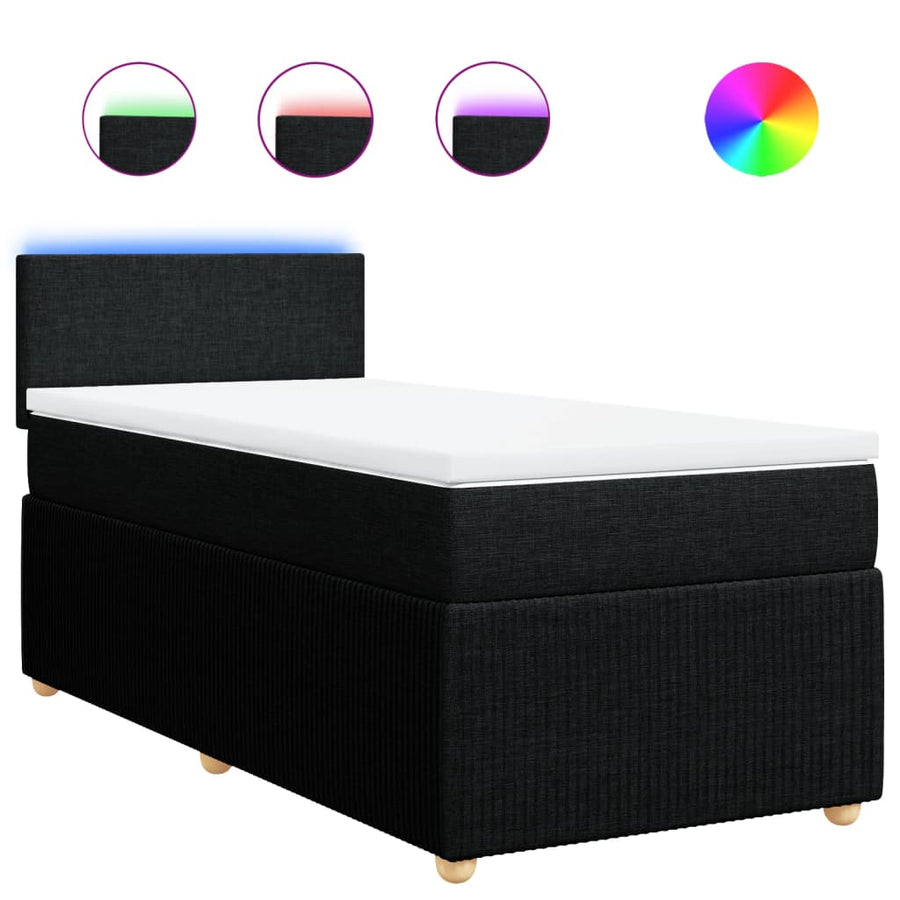 Boxspring met matras stof zwart 100x200 cm