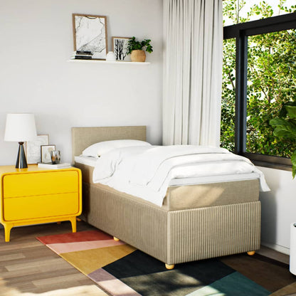 Boxspring met matras stof crèmekleurig 100x200 cm