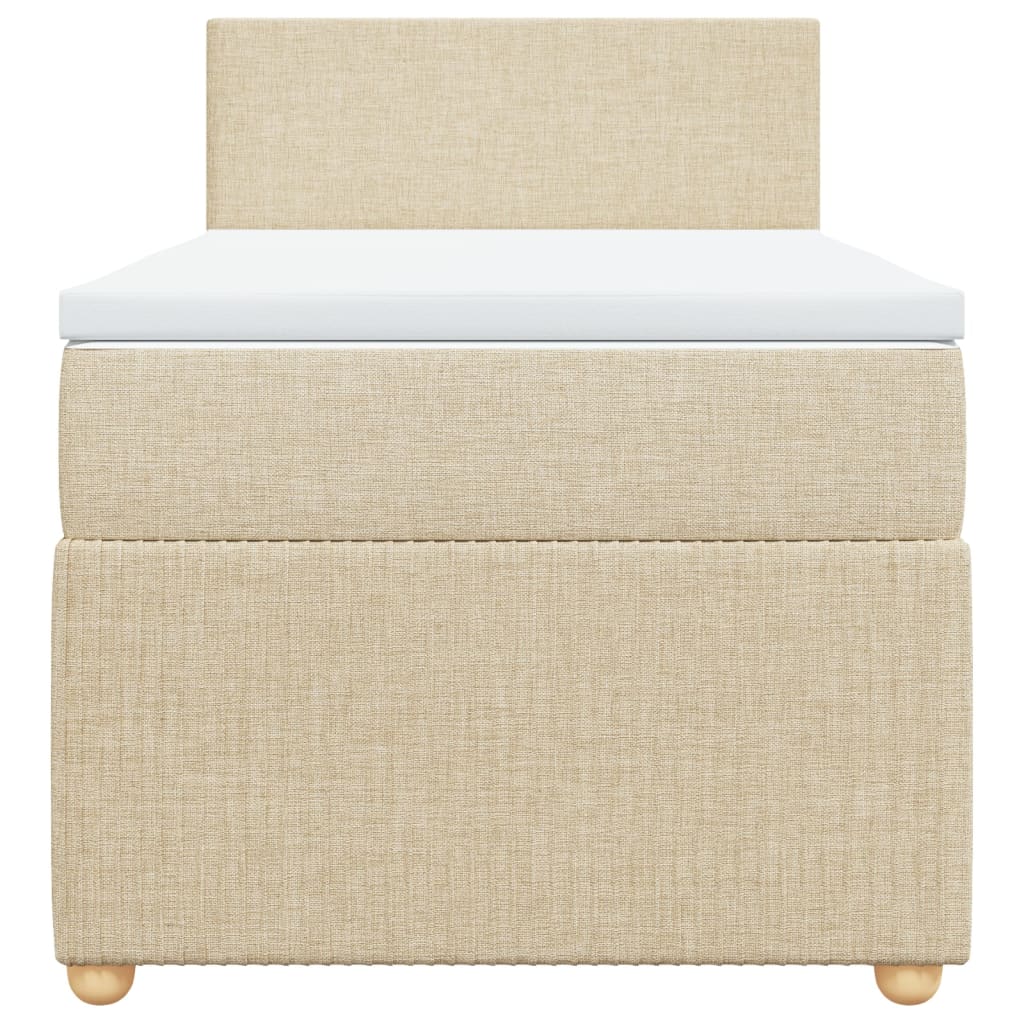 Boxspring met matras stof crèmekleurig 100x200 cm