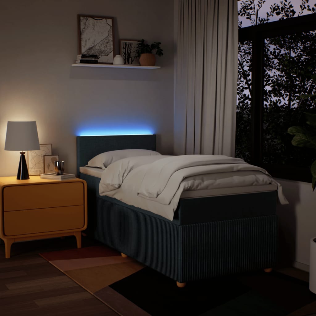 Boxspring met matras stof blauw 100x200 cm