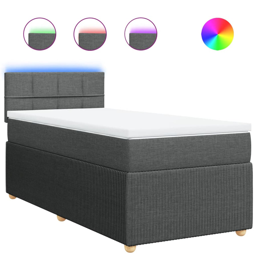 Boxspring met matras stof donkergrijs 100x200 cm