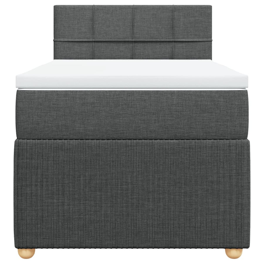 Boxspring met matras stof donkergrijs 100x200 cm