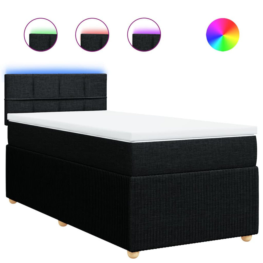 Boxspring met matras stof zwart 100x200 cm