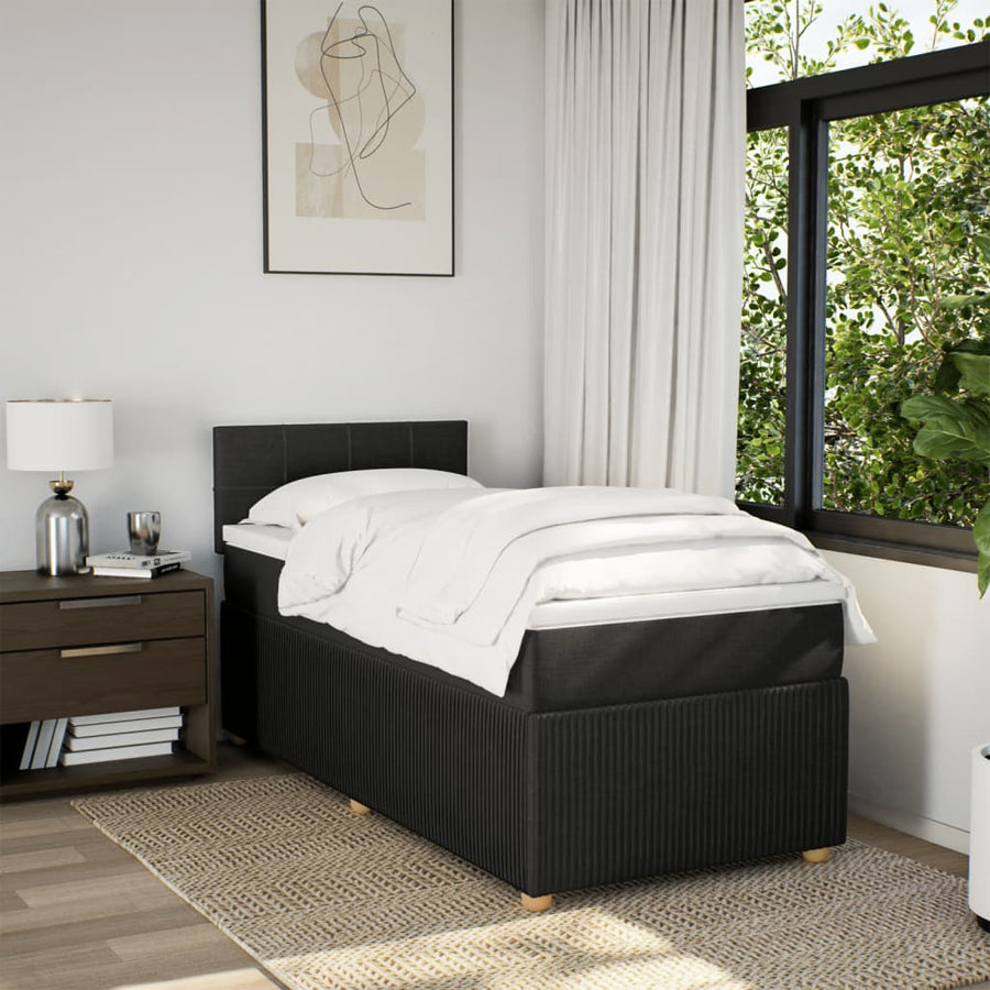 Boxspring met matras stof zwart 100x200 cm
