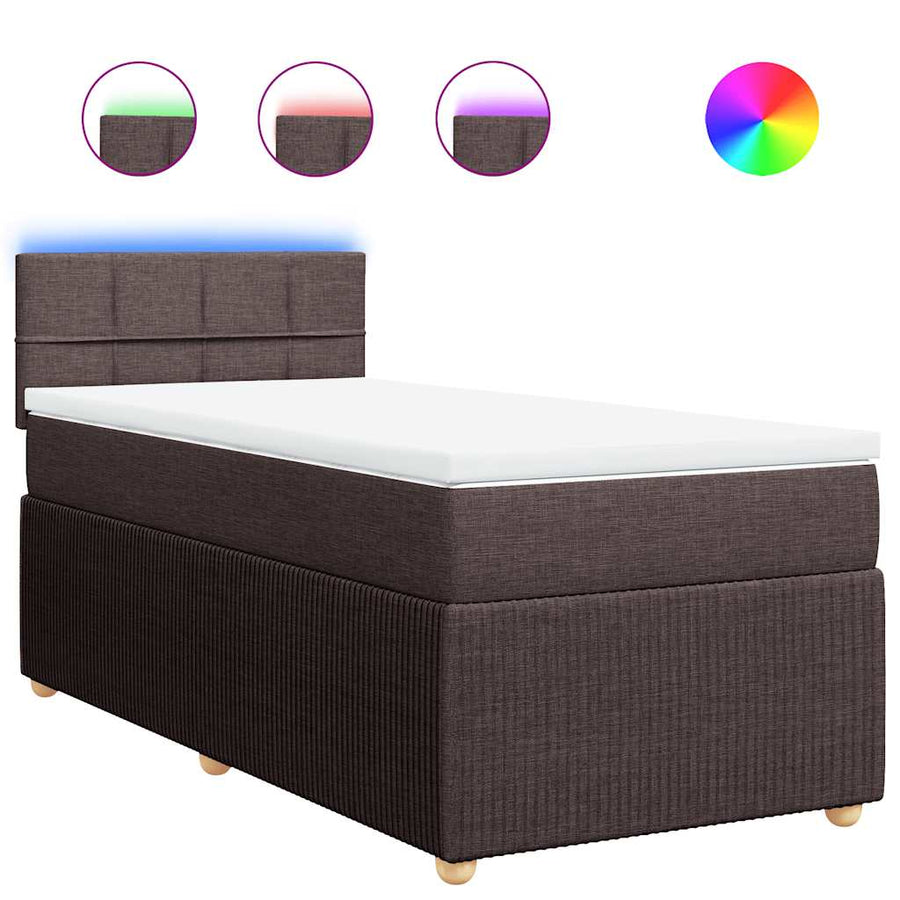 Boxspring Met Matras Stof Donkerbruin 100X200 Cm
