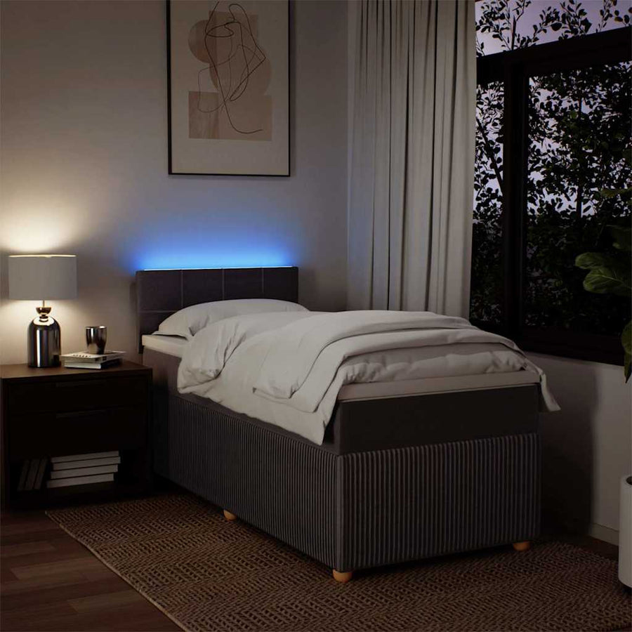 Boxspring Met Matras Stof Donkerbruin 100X200 Cm