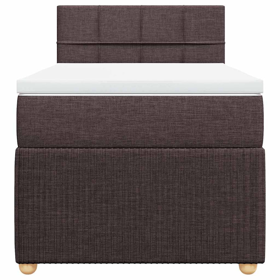 Boxspring Met Matras Stof Donkerbruin 100X200 Cm