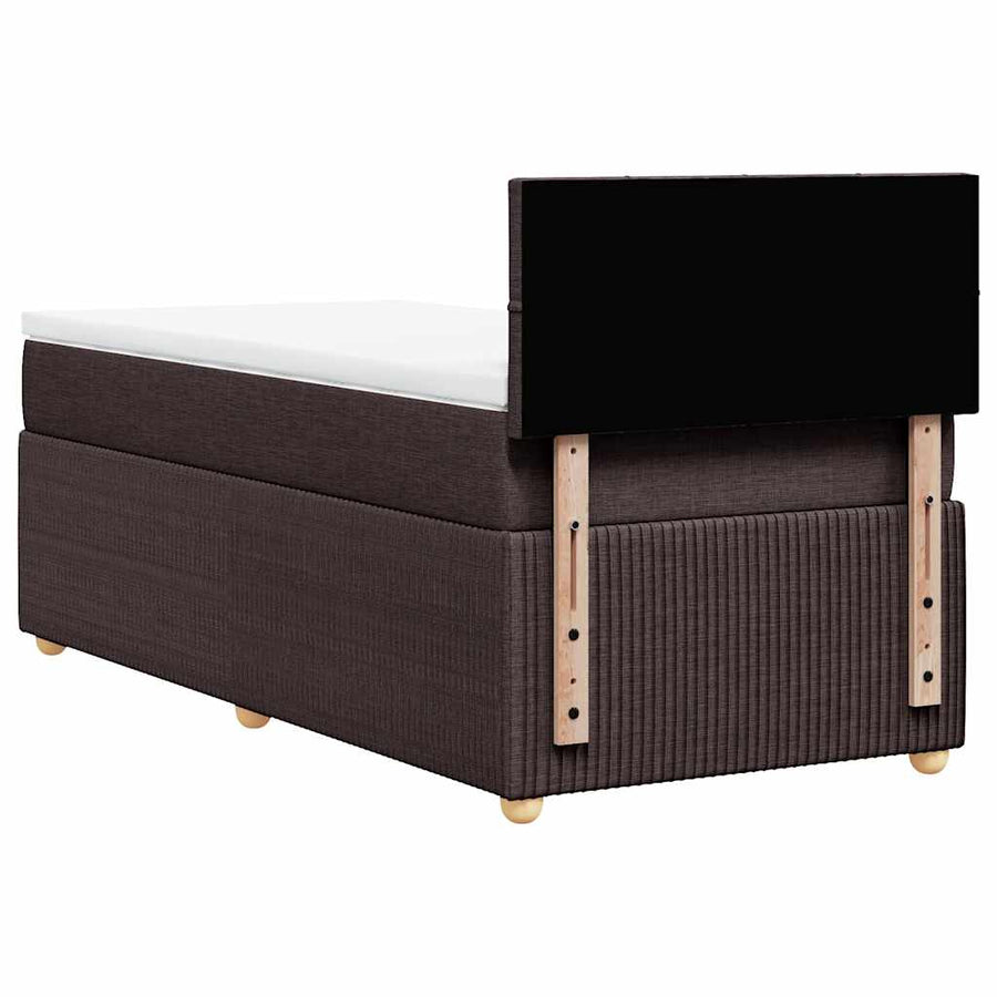 Boxspring Met Matras Stof Donkerbruin 100X200 Cm