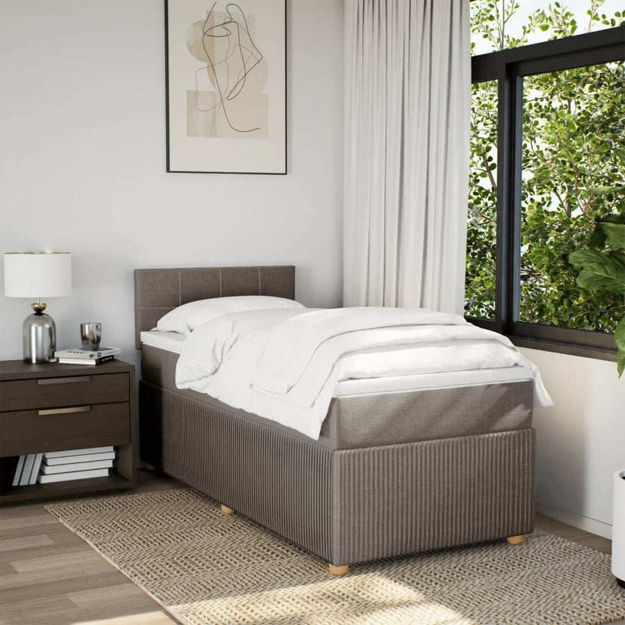 Boxspring met matras stof taupe 100x200 cm