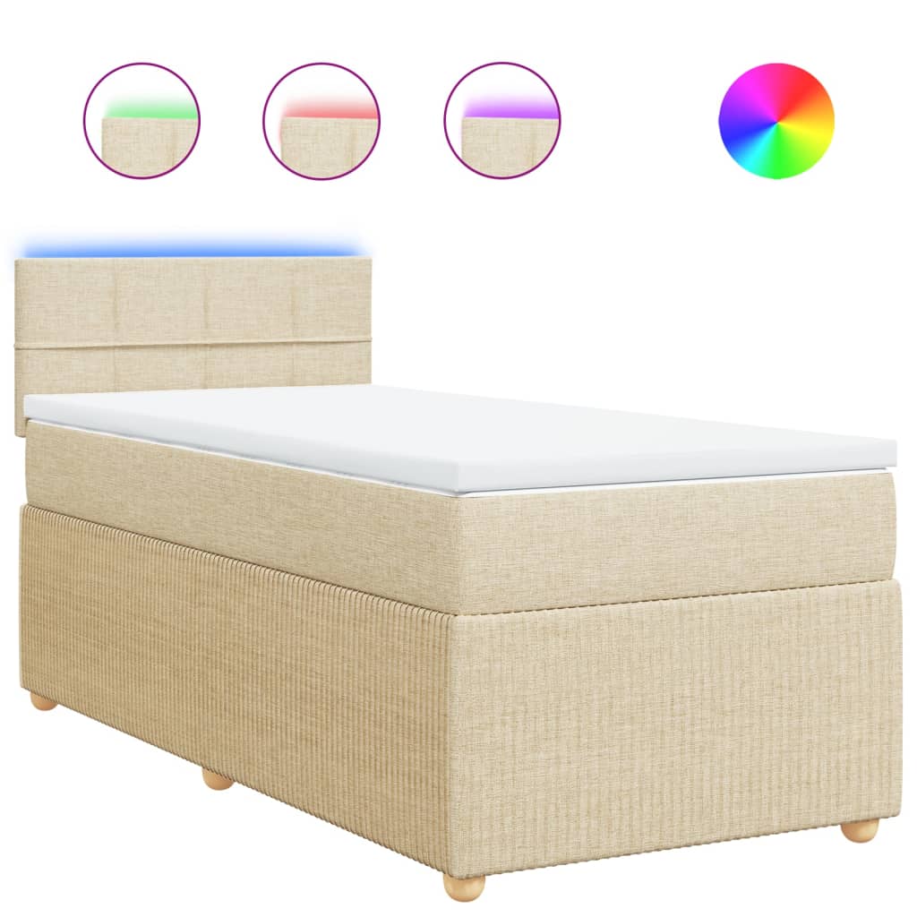 Boxspring met matras stof crèmekleurig 100x200 cm