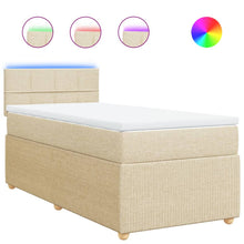 Boxspring met matras stof crèmekleurig 100x200 cm