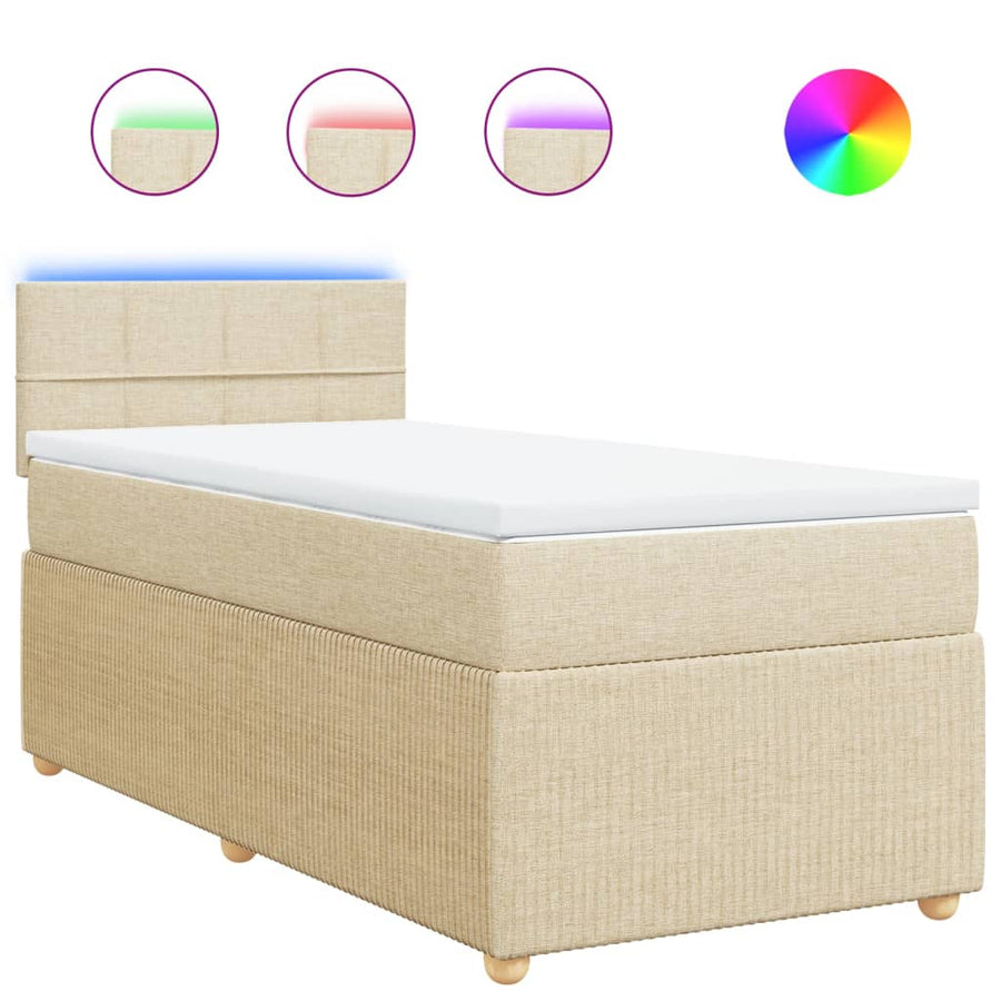 Boxspring met matras stof crèmekleurig 100x200 cm