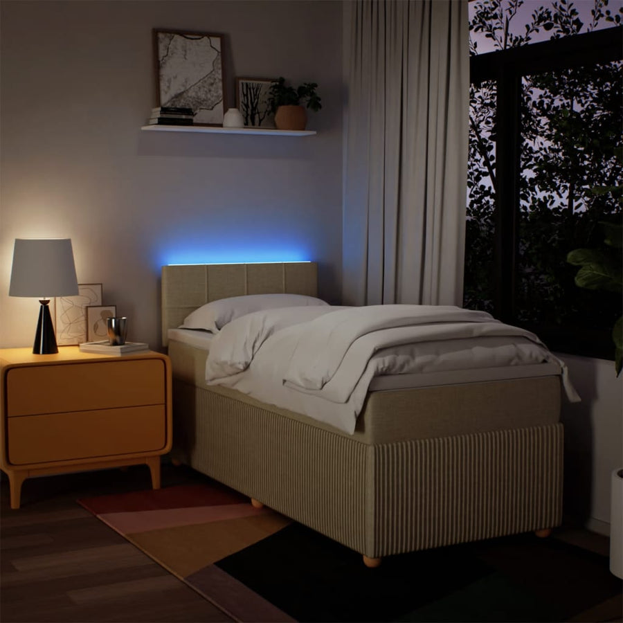 Boxspring met matras stof crèmekleurig 100x200 cm
