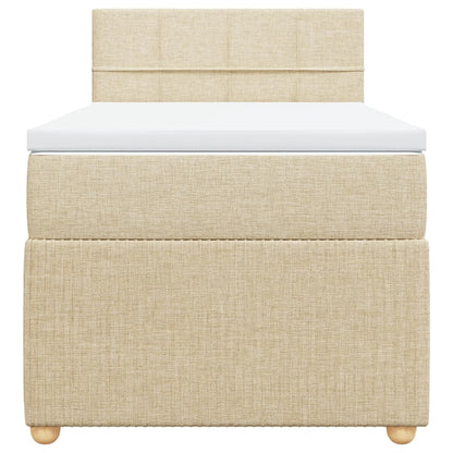 Boxspring met matras stof crèmekleurig 100x200 cm
