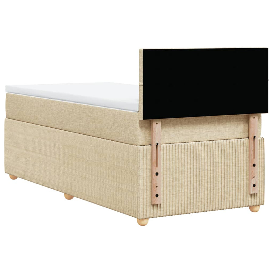 Boxspring met matras stof crèmekleurig 100x200 cm