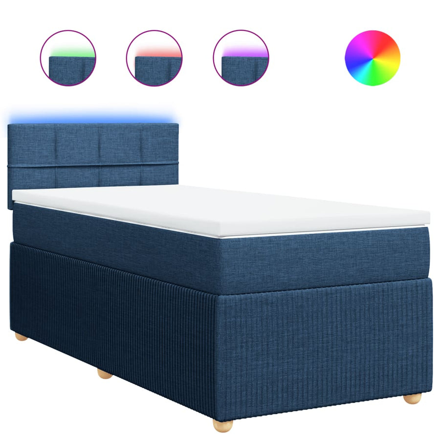 Boxspring met matras stof blauw 100x200 cm