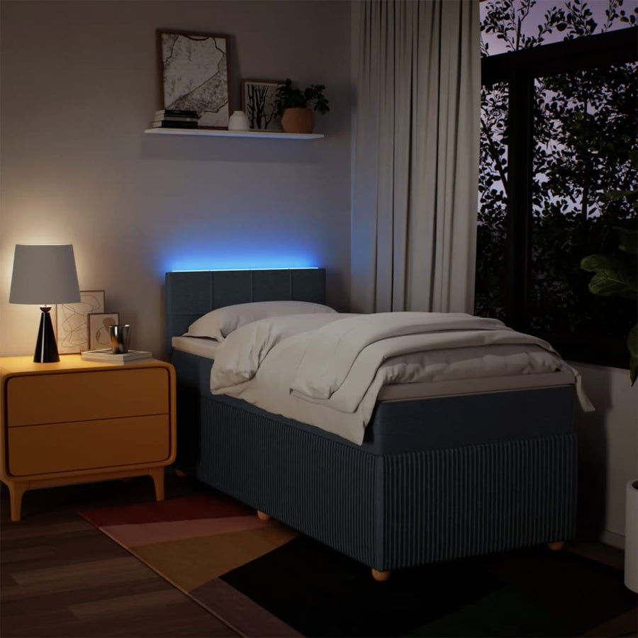 Boxspring met matras stof blauw 100x200 cm
