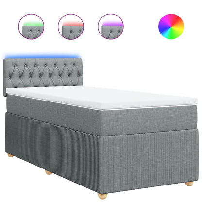 Boxspring met matras stof lichtgrijs 100x200 cm