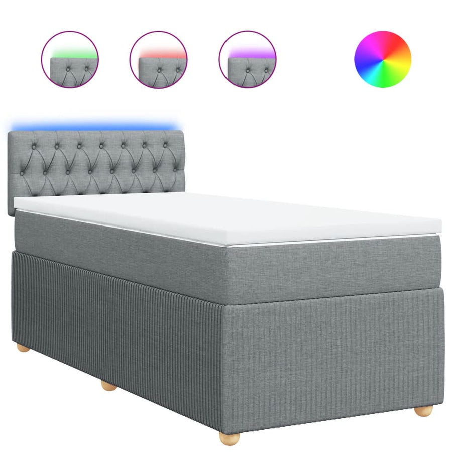 Boxspring met matras stof lichtgrijs 100x200 cm