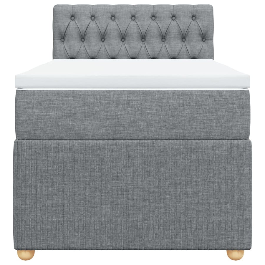 Boxspring met matras stof lichtgrijs 100x200 cm