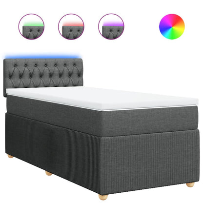 Boxspring met matras stof donkergrijs 100x200 cm
