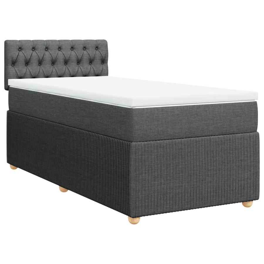 Boxspring met matras stof donkergrijs 100x200 cm