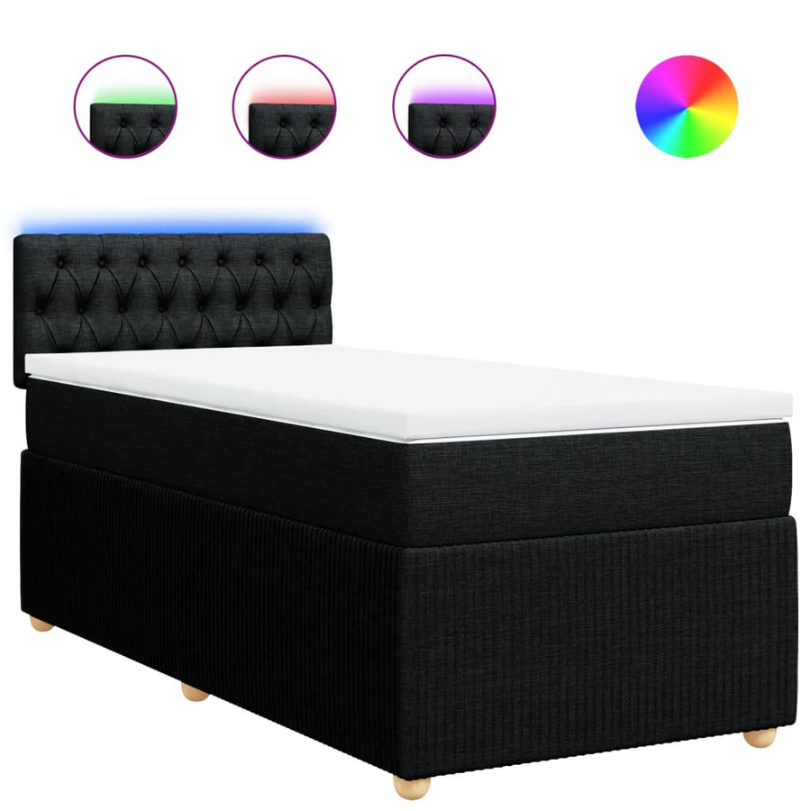 Boxspring met matras stof zwart 100x200 cm