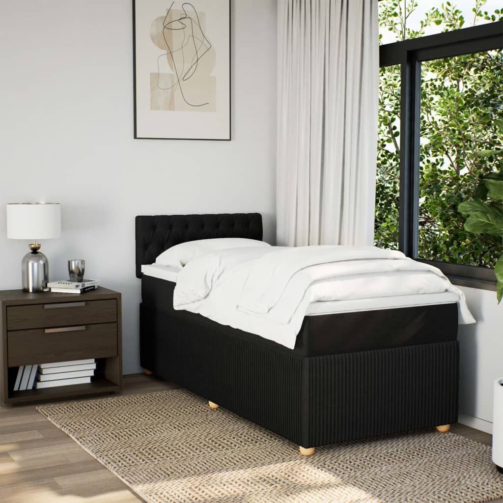 Boxspring met matras stof zwart 100x200 cm