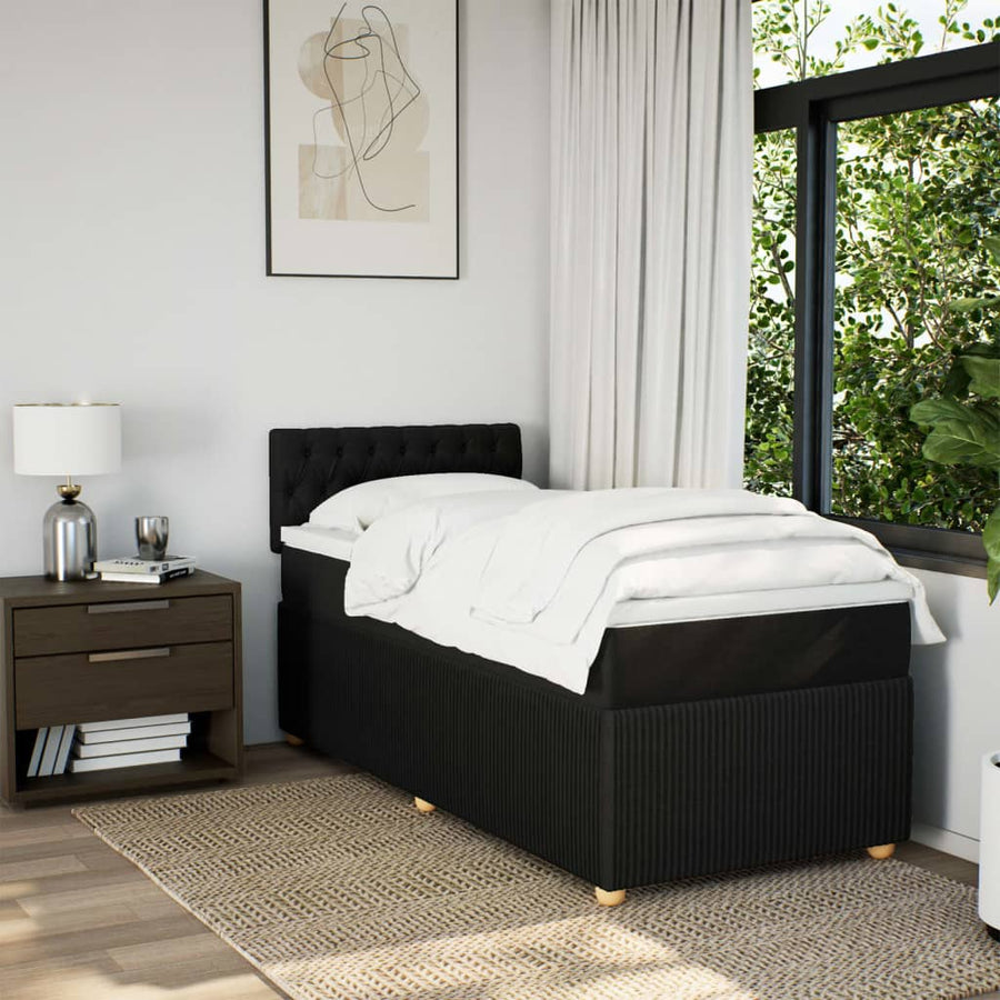 Boxspring met matras stof zwart 100x200 cm