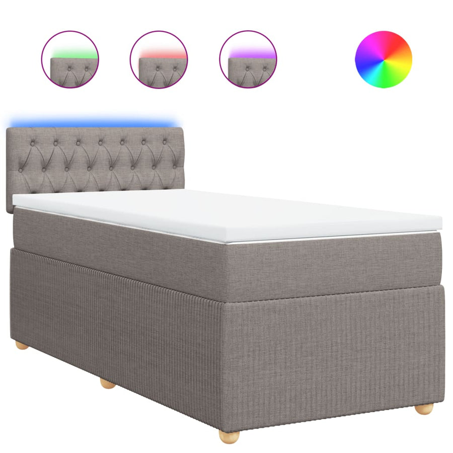 Boxspring met matras stof taupe 100x200 cm