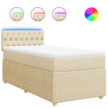 Boxspring met matras stof crèmekleurig 100x200 cm