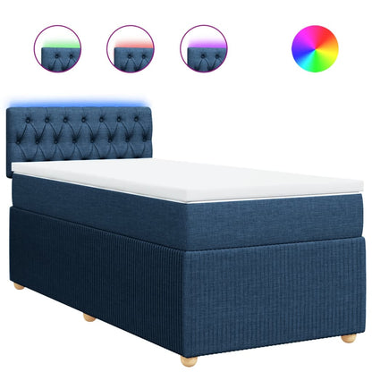 Boxspring met matras stof blauw 100x200 cm