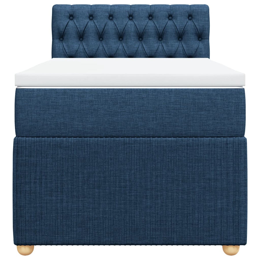 Boxspring met matras stof blauw 100x200 cm