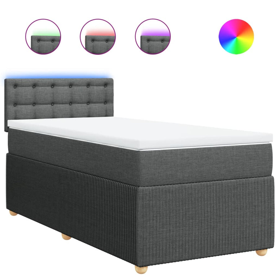 Boxspring met matras stof donkergrijs 100x200 cm