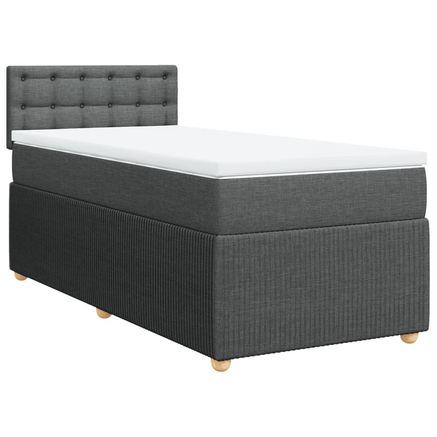 Boxspring met matras stof donkergrijs 100x200 cm