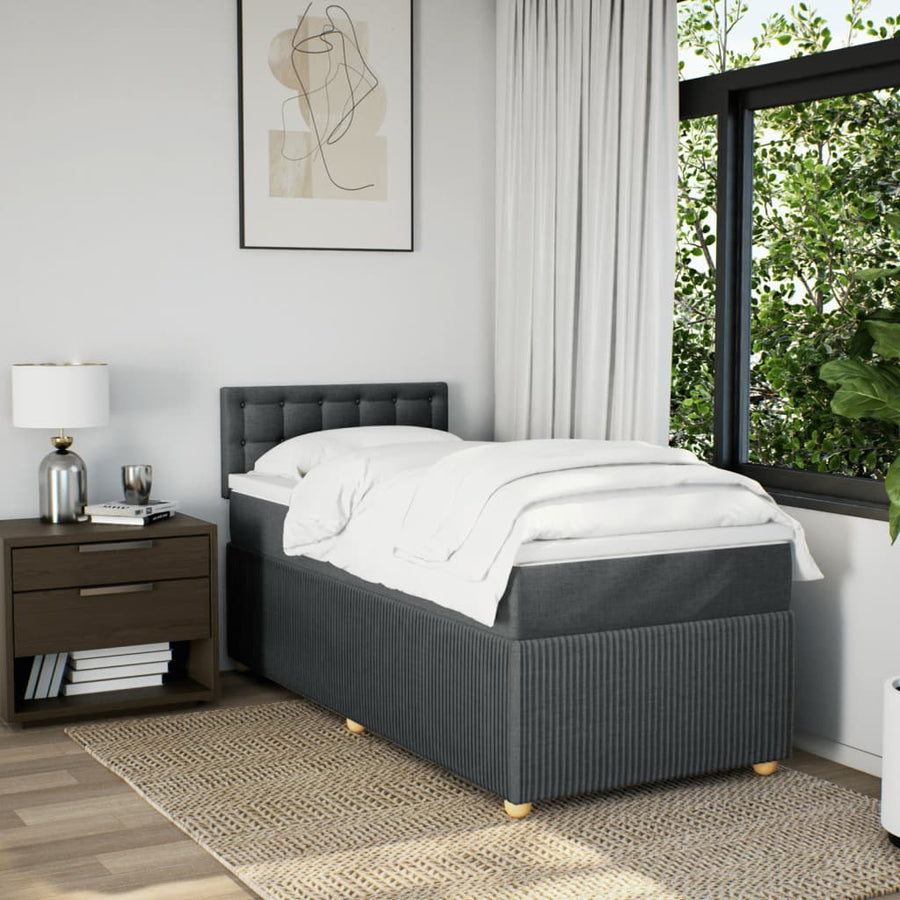 Boxspring met matras stof donkergrijs 100x200 cm
