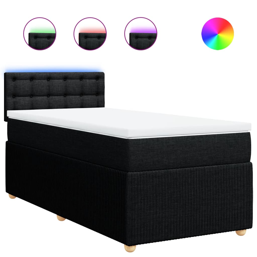 Boxspring met matras stof zwart 100x200 cm